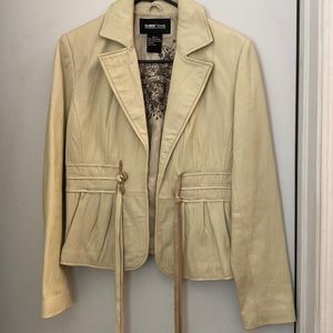 Ladies cream leather jacket with fringes